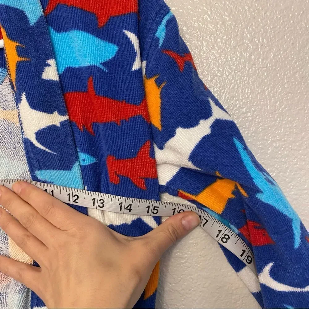 St Eve Swim Bath Pool robe 100% cotton hooded Kids Shark Ocean Terry Cover 5-6